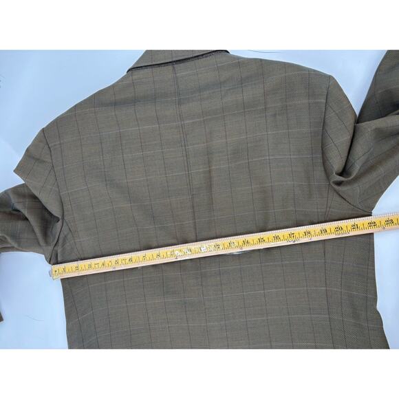 Vintage Marzotto Sartoriale Suit Jacket Mens 44 Brown Plaid Two Button Pockets - Picture 14 of 16